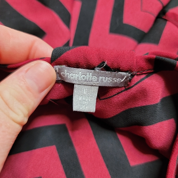 Charlotte Russe Burgundy Chevron Dress Shirt (L) - Picture 3 of 3